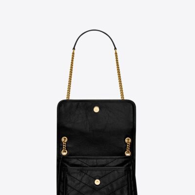 YSL Niki Medium Chain Bag in Crinkled Vintage Leather