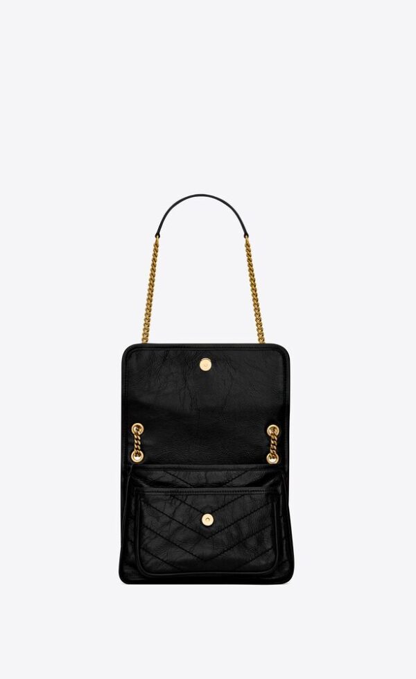 YSL Niki Medium Chain Bag in Crinkled Vintage Leather