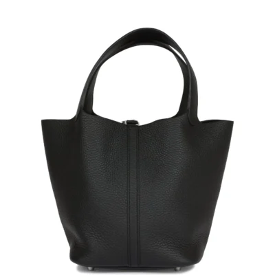 Hermès Black Clemence Picotin Lock 22cm Palladium Hardware