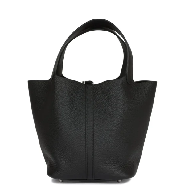 Hermès Black Clemence Picotin Lock 22cm Palladium Hardware