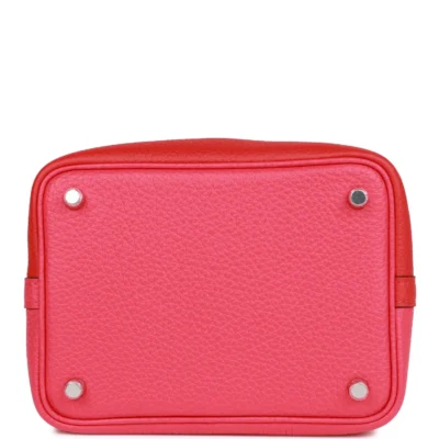 Hermès Picotin Lock 18 Casaque Rouge de Coeur, Rose Extreme and Bleu Zanzibar Clemence Palladium Hardware