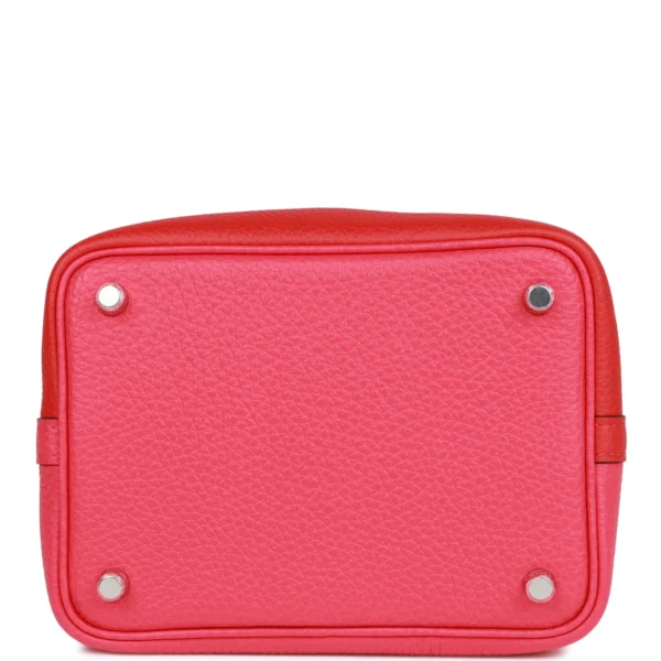 Hermès Picotin Lock 18 Casaque Rouge de Coeur, Rose Extreme and Bleu Zanzibar Clemence Palladium Hardware