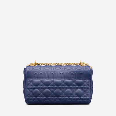MEDIUM DIOR CARO BAG Royal Blue Supple Cannage Calfskin