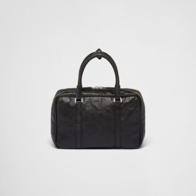 Prada Medium antique nappa leather top handle bag - Black