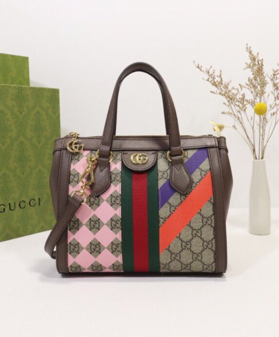 0141671bb34370963baa0565aabf08c7 Gucci Ophidia Small Tote Bag 547551 Dark Coffee