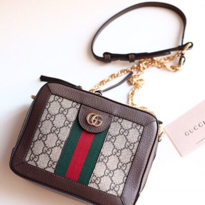 حقيبة كتف غوتشي Ophidia GG 602576 صغيرة باللون البني الداكن