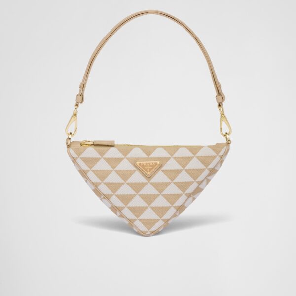 Embroidered fabric mini-bag - Beige/Chalk White