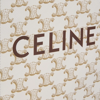 MINI VERTICAL CABAS IN TRIOMPHE CANVAS AND CALFSKIN WITH CELINE PRINT WHITE