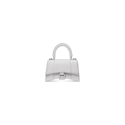 WOMEN'S HOURGLASS XS HANDBAG IN SPARKLING FABRIC IN SILVER