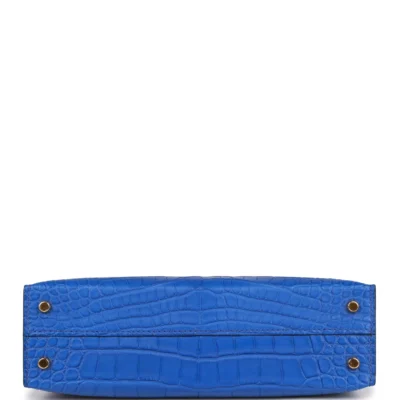 Hermès Kelly Sellier 20 Bleu Royal Matte Alligator Gold Hardware