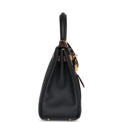0366701de1e4fcf673b7a82547e9202e Hermès Colormatic Kelly Retourne 25 Caban, Black and Chai Swift Gold Hardware