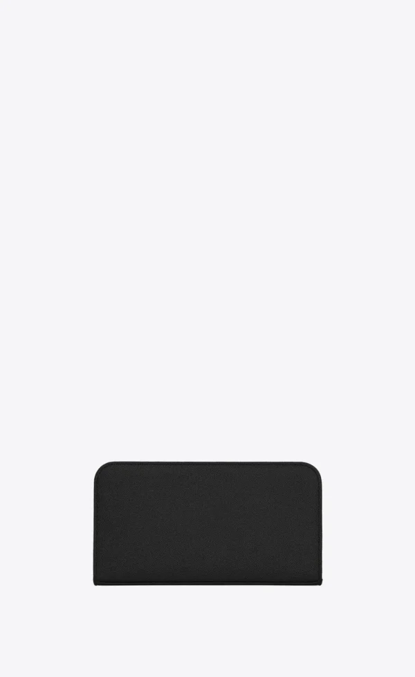 YSL Zip Around Wallet in Grain de Poudre Embossed Leather