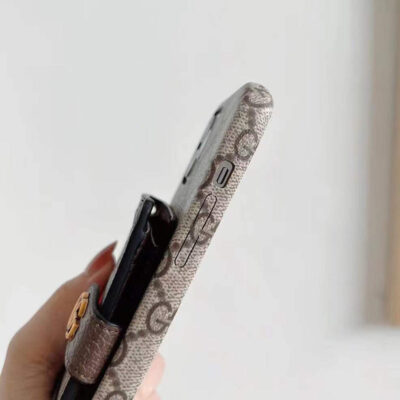 05-013 GG iPhone Case With Wallet And Crossbody Strap Brown