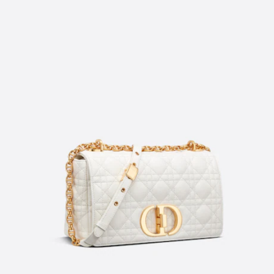 MEDIUM DIOR CARO BAG Ivory Supple Cannage Calfskin