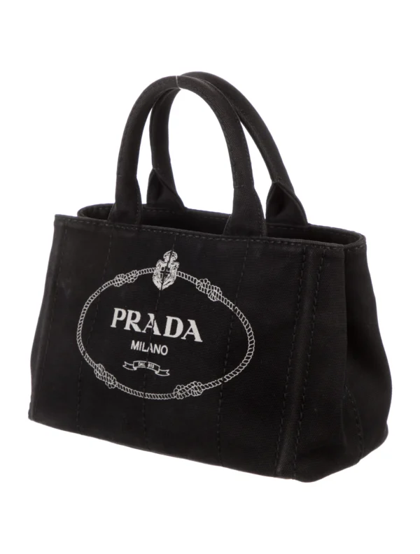 Prada Small Cotton Canvas Tote in Black
