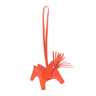 爱马仕 Milo 哑光 Touch Grigri Rodeo Pegase Horse Charm PM Poppy Capucine 橙色羊皮/鳄鱼皮包