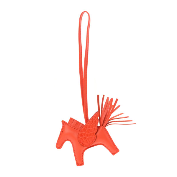 爱马仕 Milo 哑光 Touch Grigri Rodeo Pegase Horse Charm PM Poppy Capucine 橙色羊皮/鳄鱼皮包