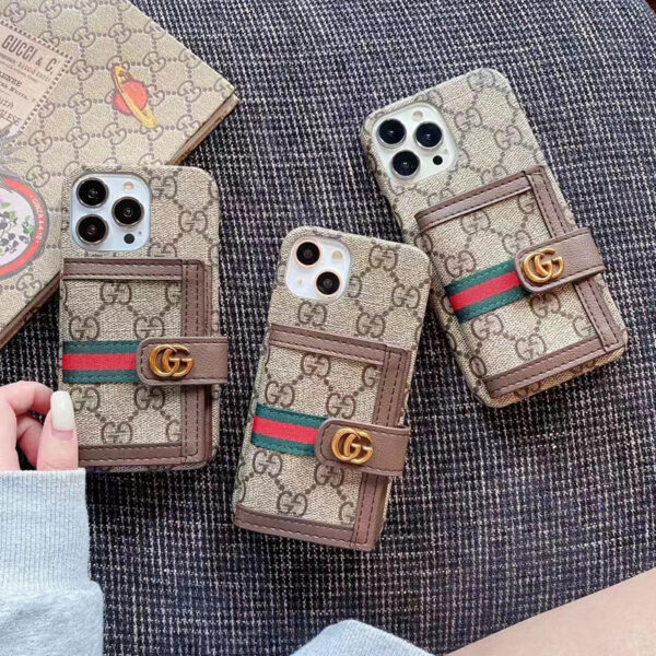 06-011 GG iPhone Case With Wallet Brown