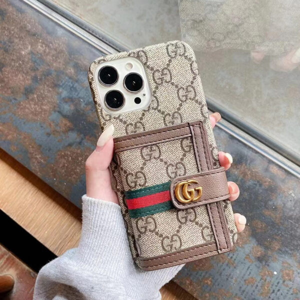06-012 GG iPhone Case With Wallet Brown