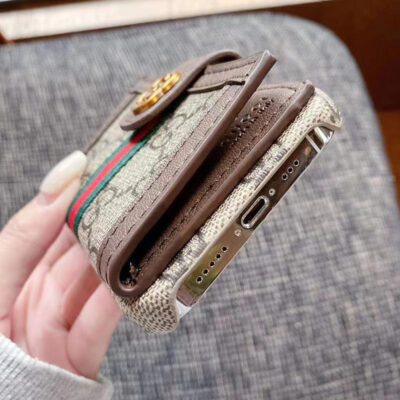 06-014 GG iPhone Case With Wallet Brown