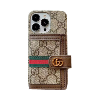 06-017 GG iPhone Case With Wallet Brown