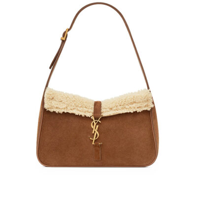 YSL Le 5 a 7 Hobo Bag in Suede and Shearling