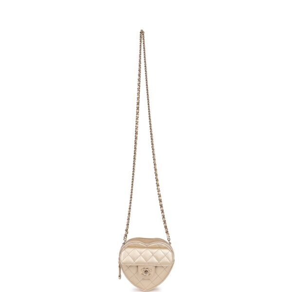 Chanel CC In Love Heart Clutch with Chain Gold Lambskin Light Gold