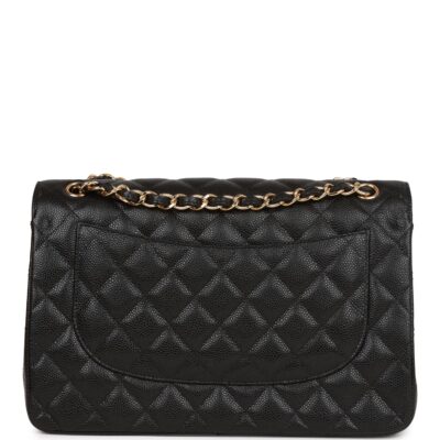 Chanel Jumbo Classic Double Flap Bag Black Caviar Gold Hardware