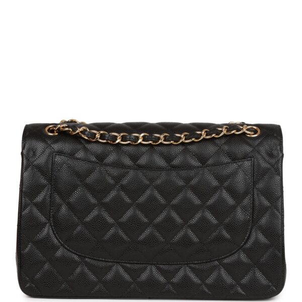 Chanel Jumbo Classic Double Flap Bag Black Caviar Gold Hardware
