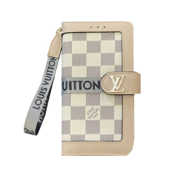 Leather Flip Monogram iPhone Case With Card Holder And Strap For iPhone 12-18 Pro & Pro Max