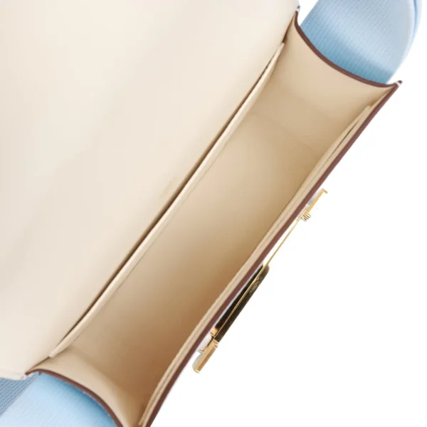Hermès Geta Bleu Brume Verso Chevre Gold Hardware