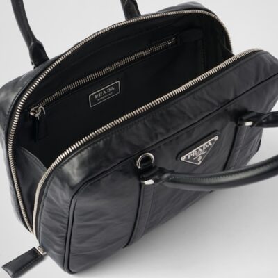 Prada Medium antique nappa leather top handle bag - Black