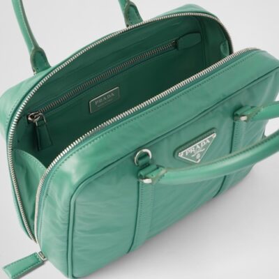 Prada Medium antique nappa leather top handle bag - Sage Green