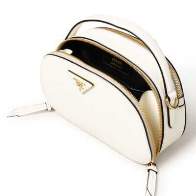Prada Saffiano Leather Odette Bag in White