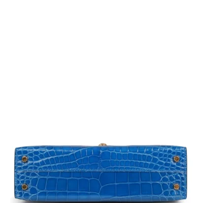 Hermès Kelly Sellier 20 Bleu Zellige Shiny Alligator Gold Hardware