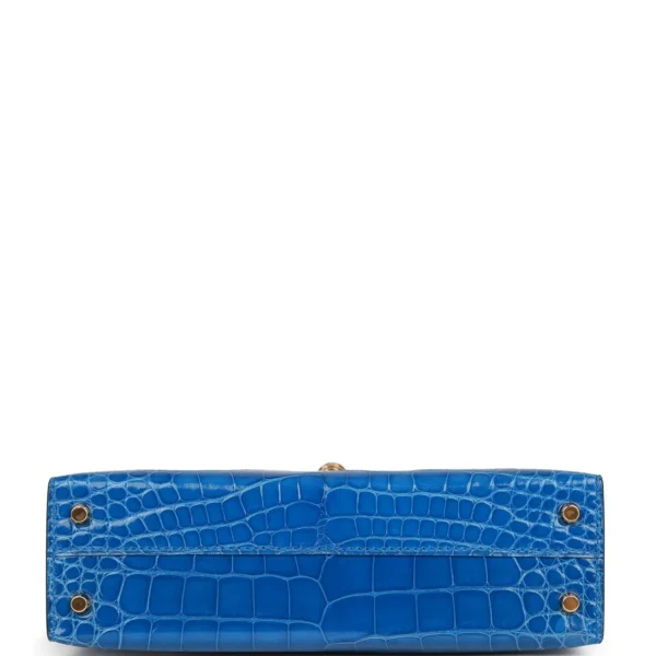 Hermès Kelly Sellier 20 Bleu Zellige Shiny Alligator Gold Hardware