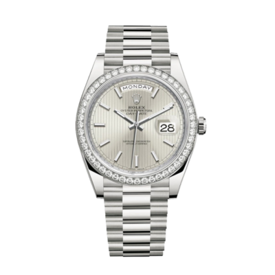 Rolex Day-Date 228349SSP 40MM Silver Stripe Dial Silver-tone Case