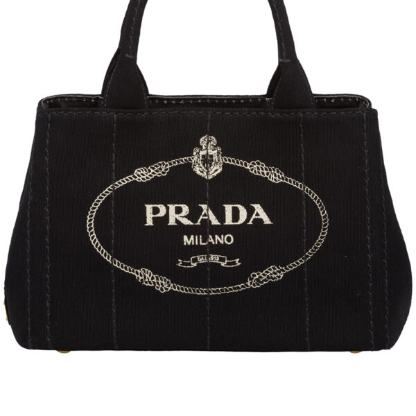 09aebc670bf96c550f9805a2ae671bec Prada Small Cotton Canvas Tote in Black