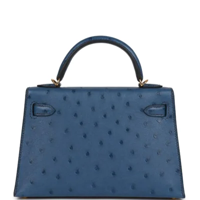09e7d9bee33e48b33d581b9d9f0f0b33 Hermès Kelly Sellier 20 Bleu Iris Ostrich Gold Hardware