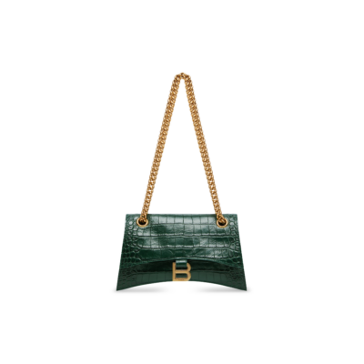 0ae4375e573a056e4db1063d6b678886 WOMEN'S CRUSH SMALL CHAIN BAG CROCODILE EMBOSSED IN FOREST GREEN