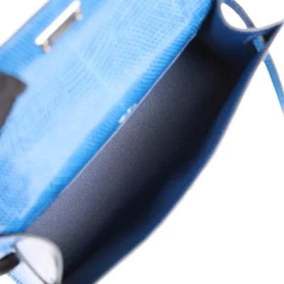 Hermès Kelly Pochette Bleu Saphir Lizard Palladium Hardware