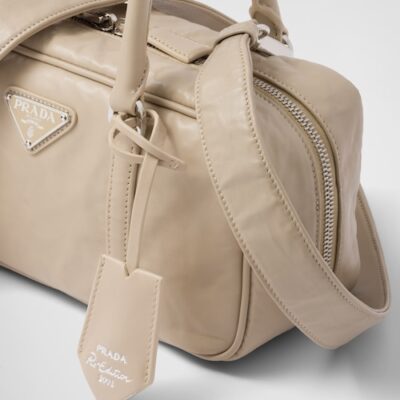 Prada Small antique nappa leather top handle bag - Desert Beige
