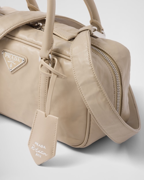 Prada Small antique nappa leather top handle bag - Desert Beige