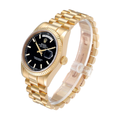 Rolex Day-Date 118238BKSP 36MM Black Dial Yellow Gold-tone Case