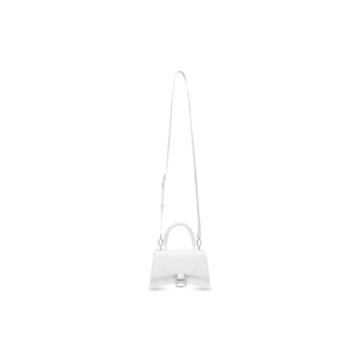 WOMEN'S HOURGLASS XS HANDBAG CROCODILE EMBOSSED IN WHITE