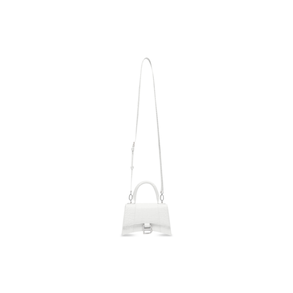 WOMEN'S HOURGLASS XS HANDBAG CROCODILE EMBOSSED IN WHITE