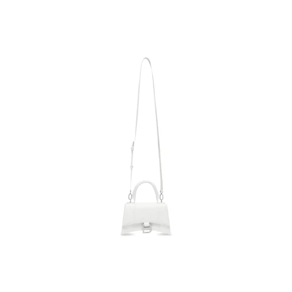 WOMEN'S HOURGLASS XS HANDBAG CROCODILE EMBOSSED IN WHITE