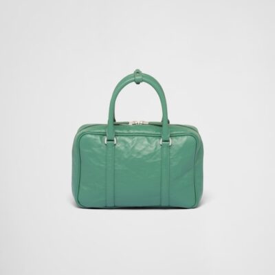 Prada Medium antique nappa leather top handle bag - Sage Green