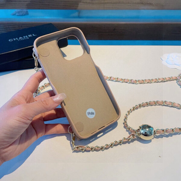 0d96314c905d93ffce6f43b92e1b234256a8e78ab48b5f16e88ac4d5fc05d08e Chanel Style Quilted Leather Flip Card Holder Phone Case With Gold Chain Crossbody Strap