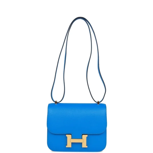 Hermès Constance 18 Bleu Hydra Chevre Gold Hardware